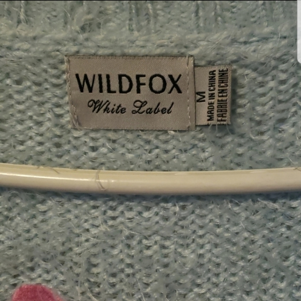 Wildfox Fun Fox Baby Blue Embroidered Cardigan M - Picture 7 of 8